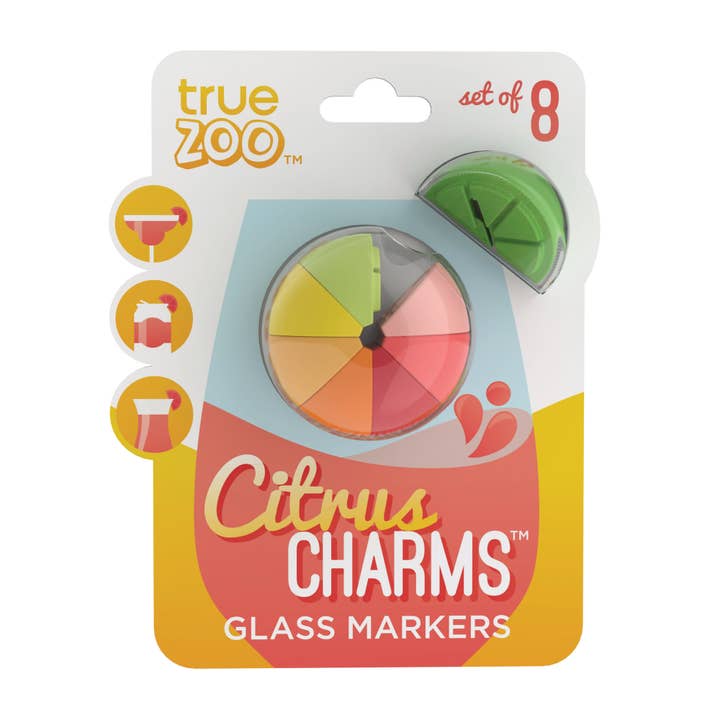 TRUE - Wholesale Wine/Cocktail Glass Markers - TrueZoo Citrus Charms Silicone Glass Markers Set of 81