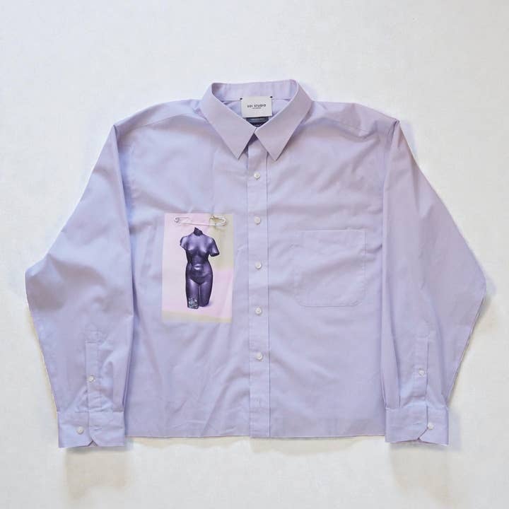 Camiseta 'Estátua' Impressa Reformulada por atacado de SOI STUDIO