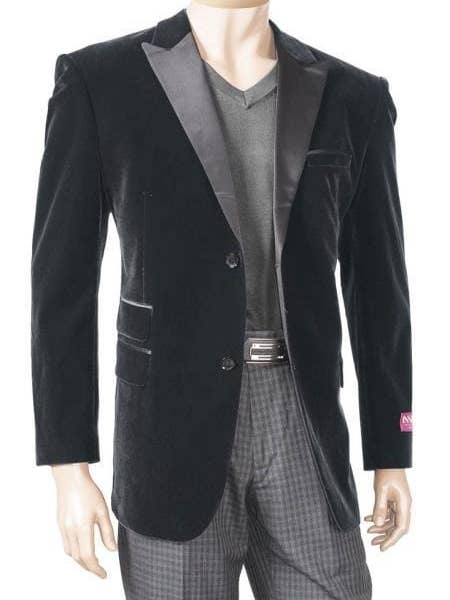 Black Men's Big And Tall Blazers Velvet / Sport Coat for wholesale by Alberto Nardoni