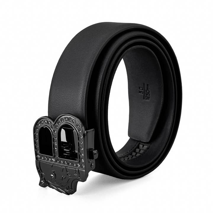 Flat Leather Auto BKL Belt – Gunmetal Ed.-GUN/BLACK for wholesale by BAROCCO