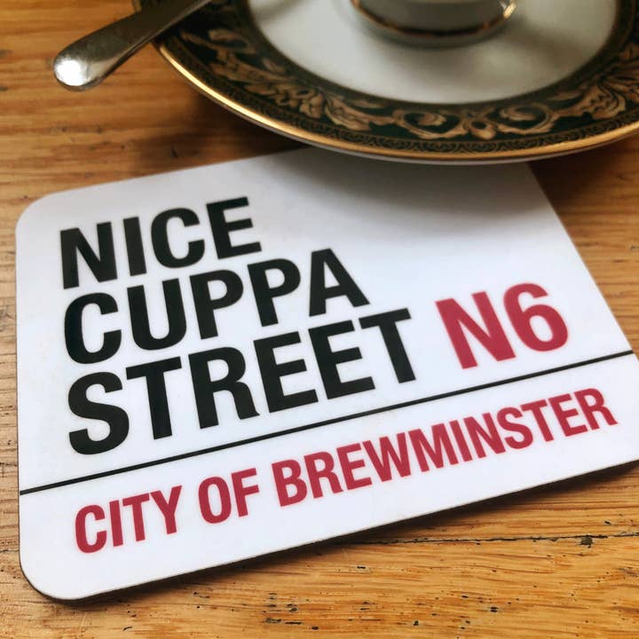 Nice Cuppa Street Brewminster Coaster for wholesale by Samantha Morris