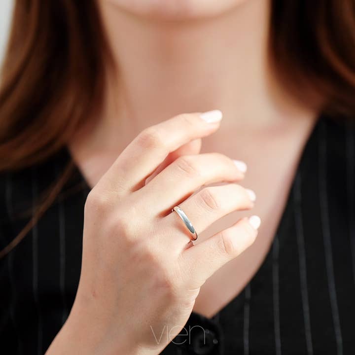 3mm 14k massivt vitt guld kupol bröllopsband för wholesale av Discount Jewelry NY