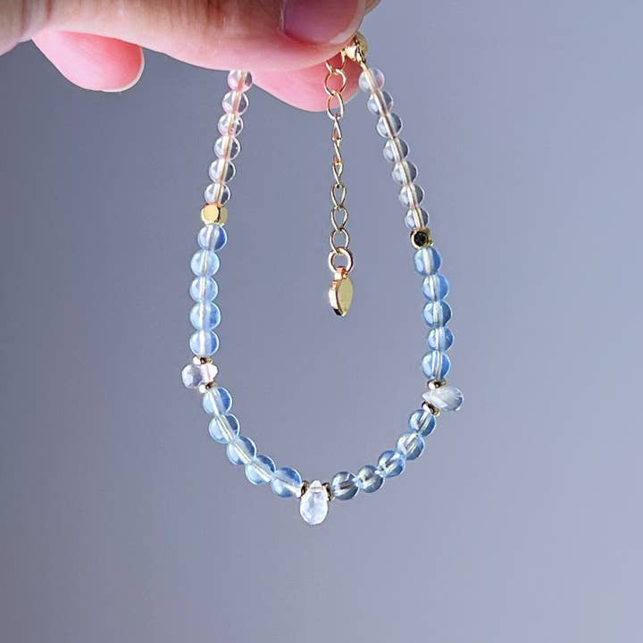 Pulseira de Cristal Aquamarine e Pedra da Lua Azul por atacado de Ninaouity