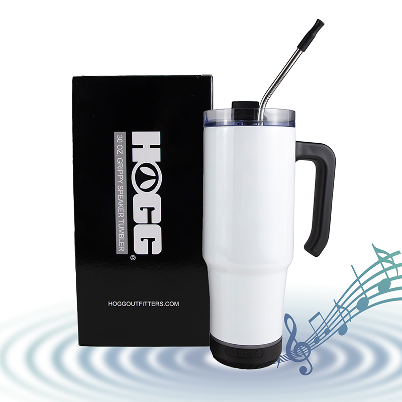 Hogg Outfitters - Wholesale Insulated Mug/Tumbler - 30oz SUBLIMATION SPEAKER TUMBLER - Grippy White0