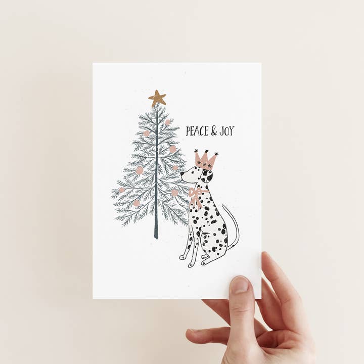 Peace & Joy (dalmatian) | Christmas Card for wholesale by Juniper Press