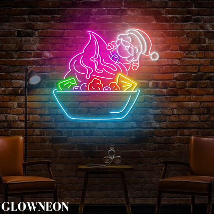 Glow Neon - Wholesale Neon Sign - Frozen Yogurt Santa Led Wall Art, Christmas Yogurt Shop Sign2