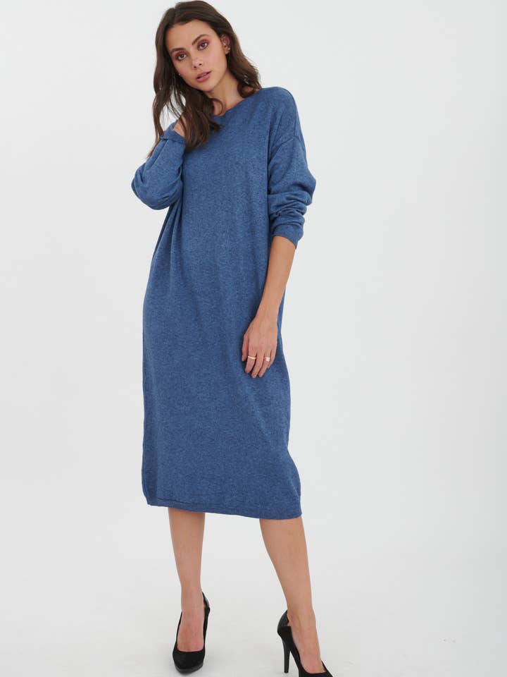 Robe pull longue unie LEL-R22271 pour la vente par ORNELLA PARIS