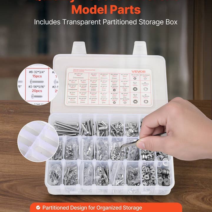 Naomi's Happy Place Shop - Wholesale Craft Tool - 1110 Pcs Bolts Nuts Assortment Kit Imperial Stainless Steel for Furniture4