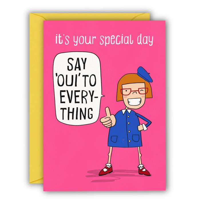 Funny Kid’s Birthday Card - Say Oui French Student for wholesale by RUNNING WITH SCISSORS