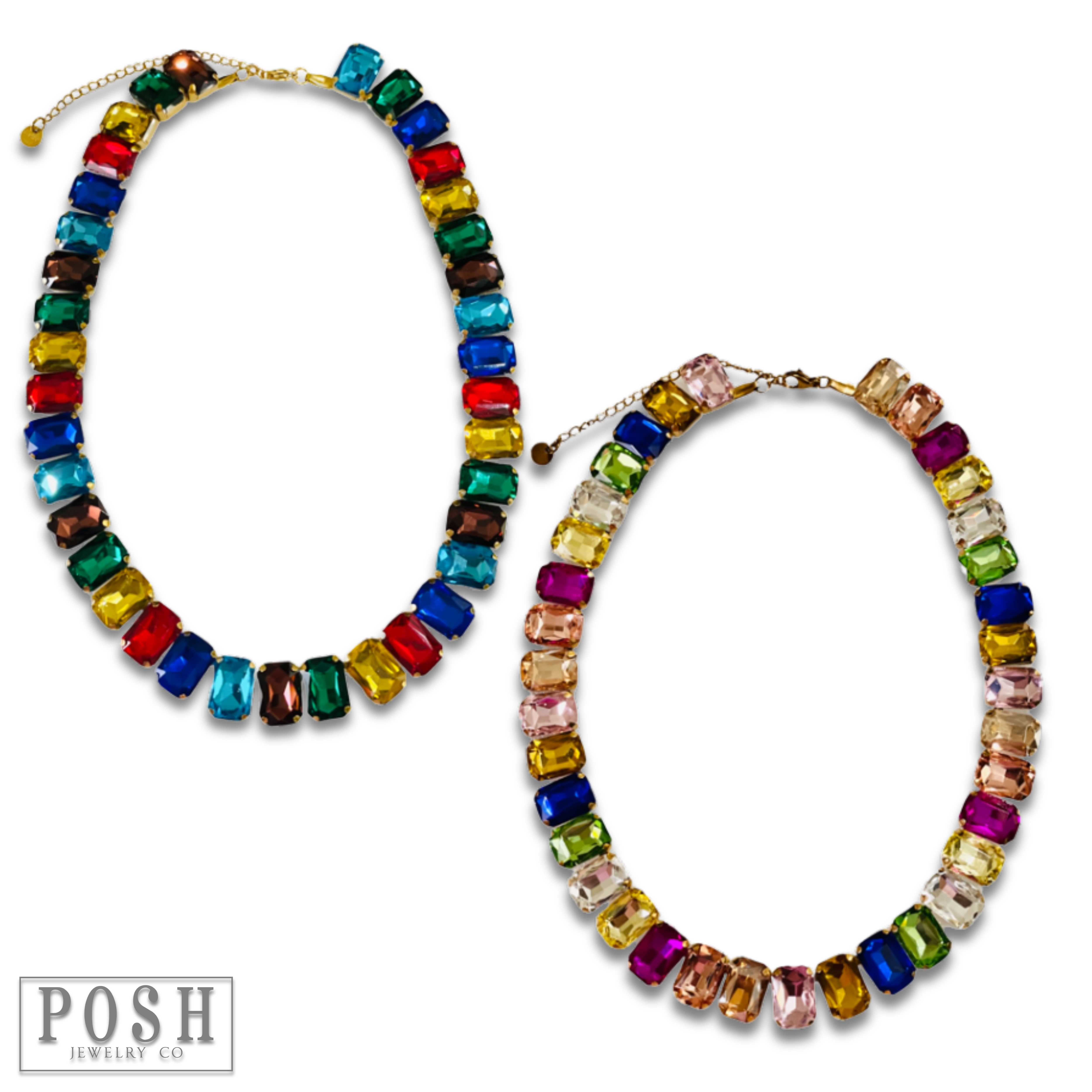 Pink Panache Brands – Colar com missangas/pérolas por atacado – Colar de strass multicolorido - LC2