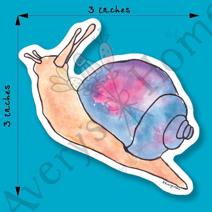 Colorful Snail Hand Painted 3" White Vinyl Die-Cut Sticker for wholesale by Avery's Home