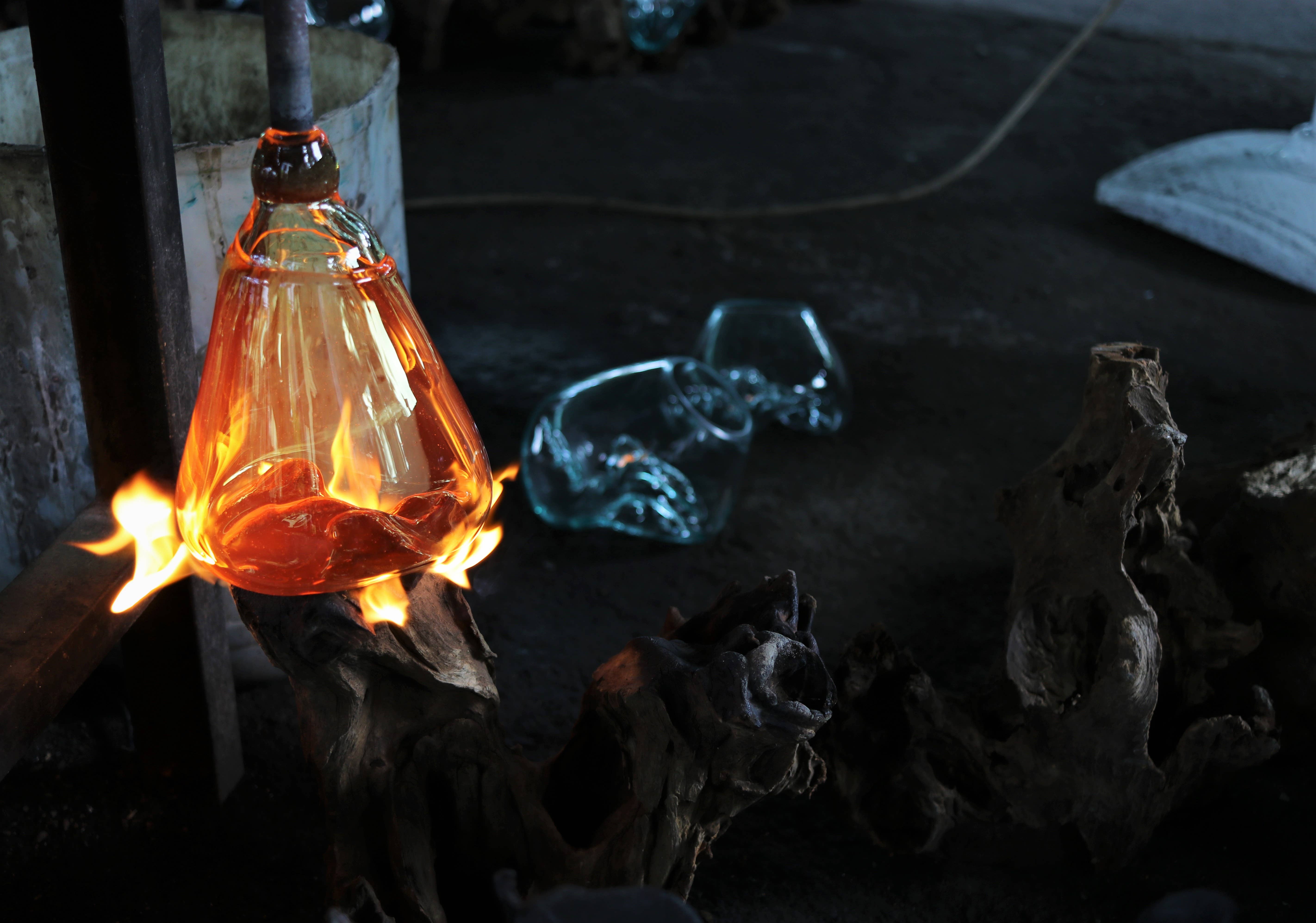 Cohasset Gifts - Wholesale Decorative Tabletop Object - 18" Tall Wood with (3) 10cm Cohasset Molten Glass4