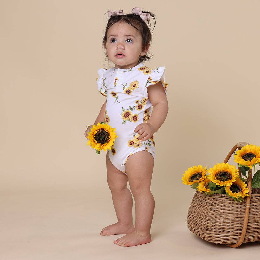 Snuggle Hunny - Wholesale Rompertje - Baby - Zonnebloem biologische bodysuit met korte mouwen en ruches8