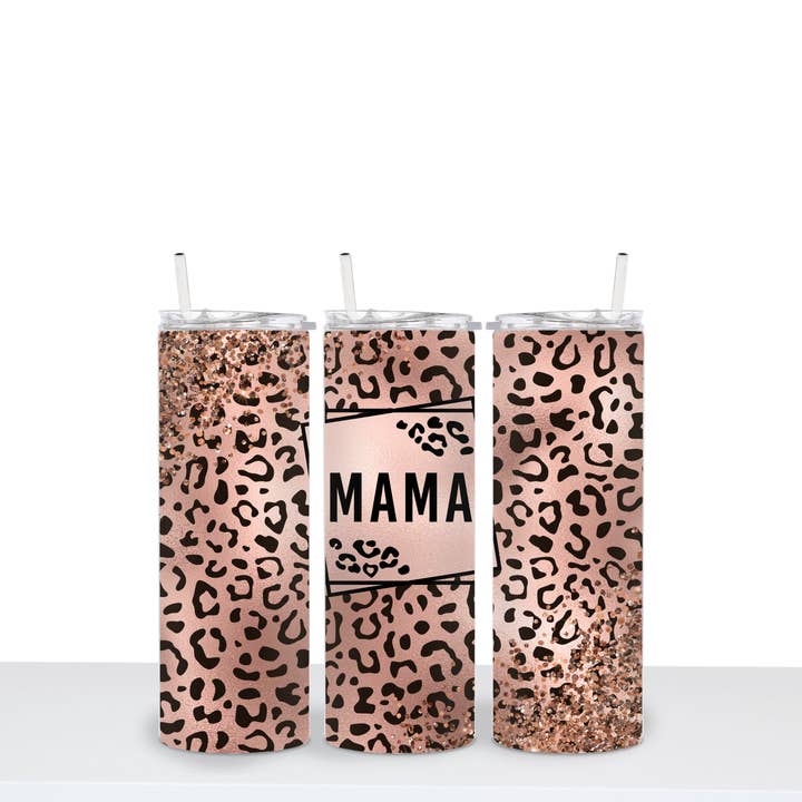 Cheetah Mama Becher, roségoldfarben für den Großhandel von Peach Tree Textile + Trends