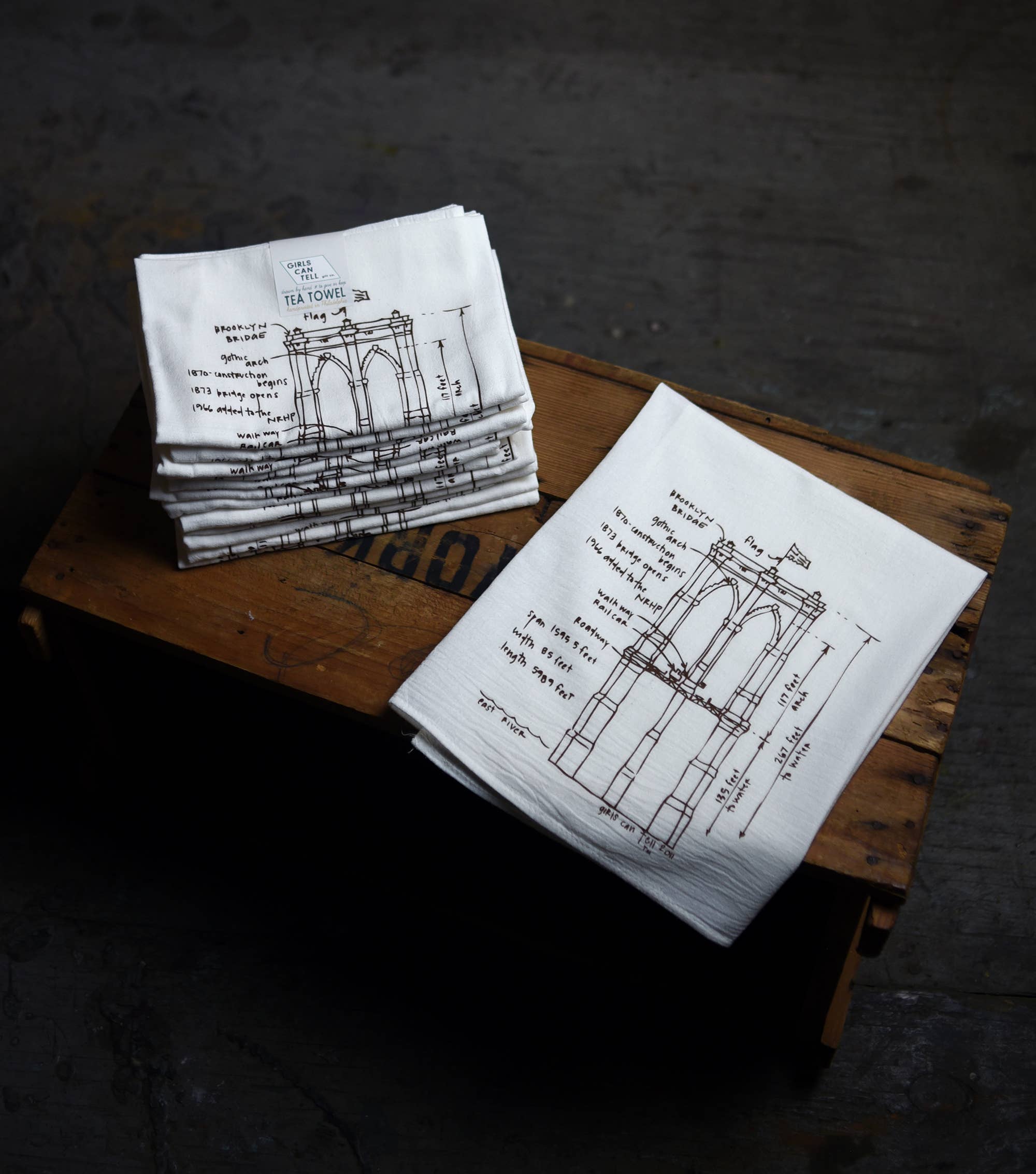 Girls Can Tell - Wholesale Tea Towel - Brooklyn Bridge Tea Towel | kitchen | flour sack | dish2