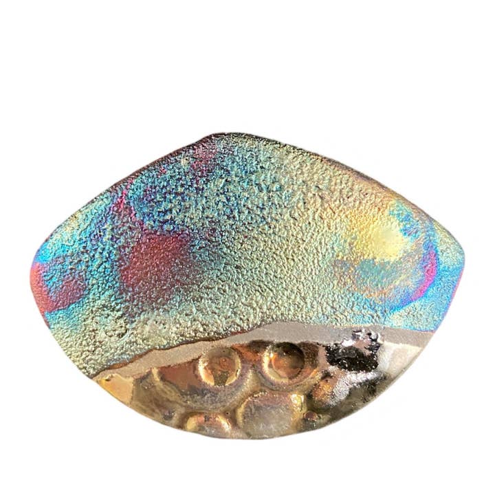Lickin Flames - Wholesale Brooch - Magnetic Shawl Closure - Raku in Our Rainbow Raku Glaze4