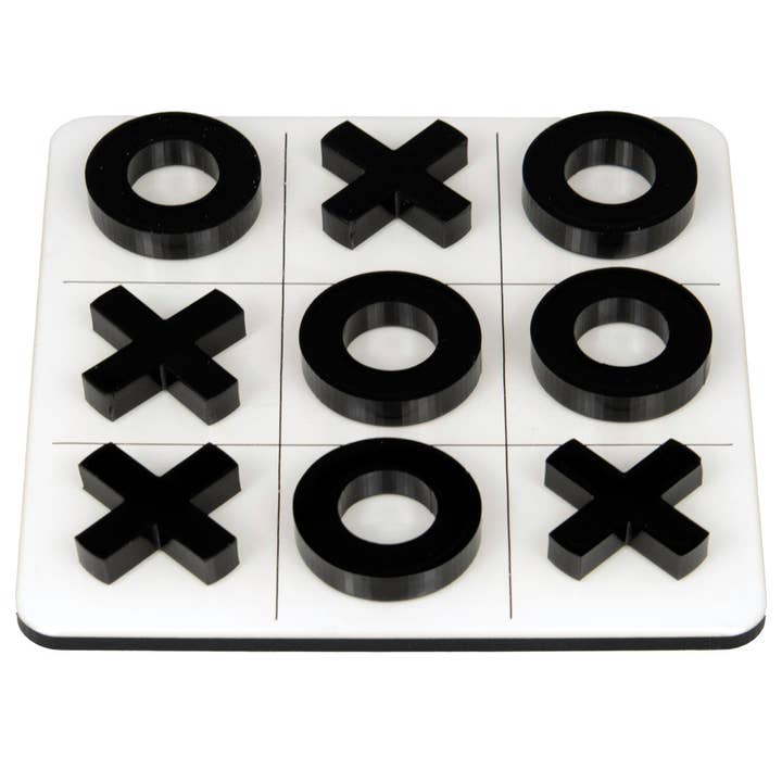 Tic Tac Toe Coaster - White with Black Game Pieces for wholesale by Design2Rave LLC