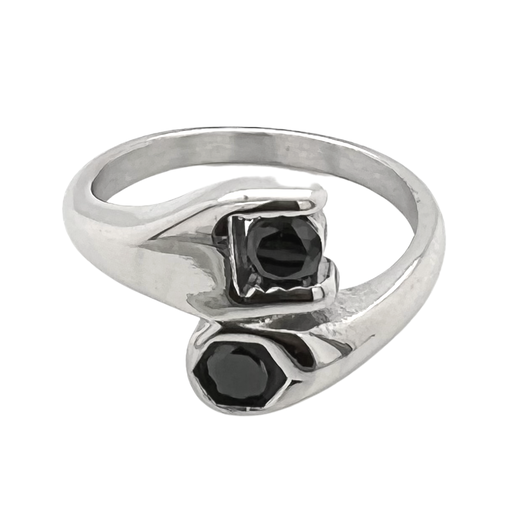 WJW - Wholesale Cocktail/Statement Ring - CZ Wrench Polished Stainless Steel Ring1