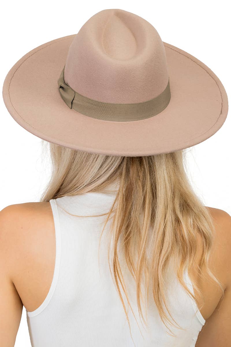 Cap Zone - Vente Chapeau en feutre – unisexe - Chapeau d'éleveur en feutre monochrome à large bord et nœud plat15