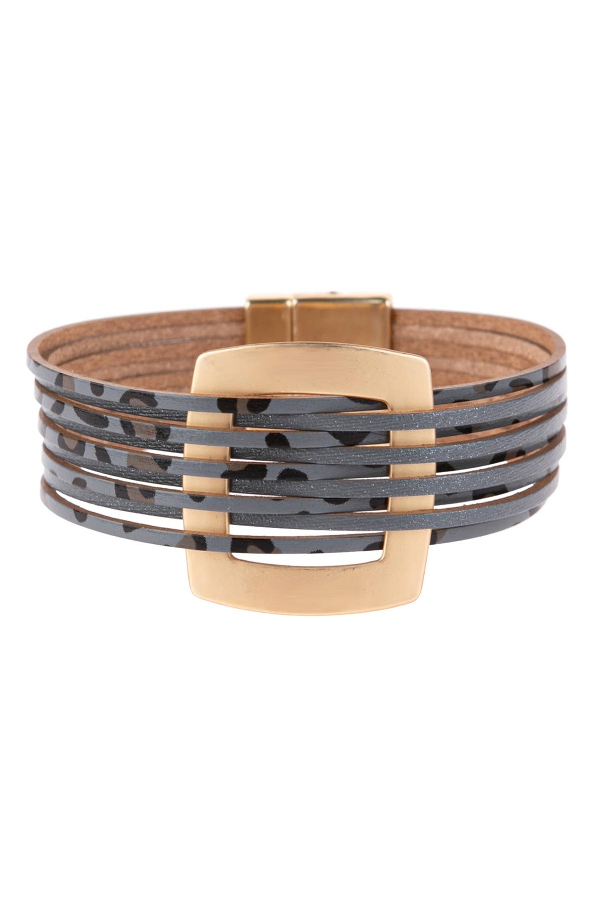 MYS Wholesale Inc - Wholesale Charm/Dangle Bracelet - Leopard Leather Open Box Charm with Magnetic Lock Bracelet1