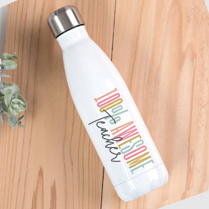 100% Awesome Teacher Drinks Bottle for wholesale by DoodlecardsBoutique