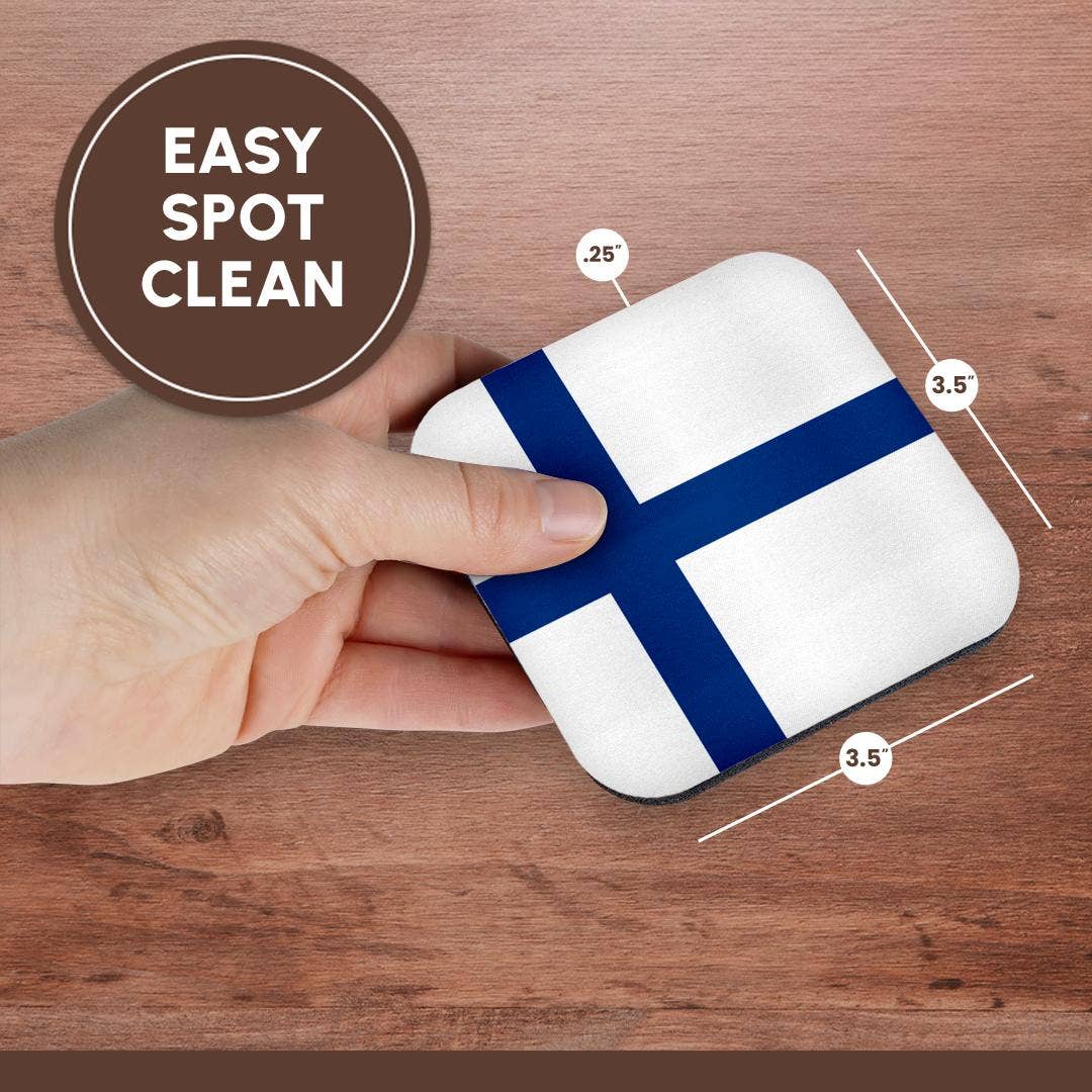 3dRose – Großhandel Untersetzer – 3dRose, Flagge von Finnland - Finnisches blaues Nordisches Kreuz auf weiß - Skandinavisches Kreuz - Europa Skandinavien Welt, Untersetzer13