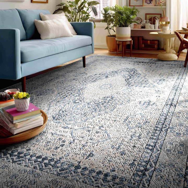 Eclipse Vintage Medaillon Ivoor Tapijt met Franjes voor wholesale door Well Woven