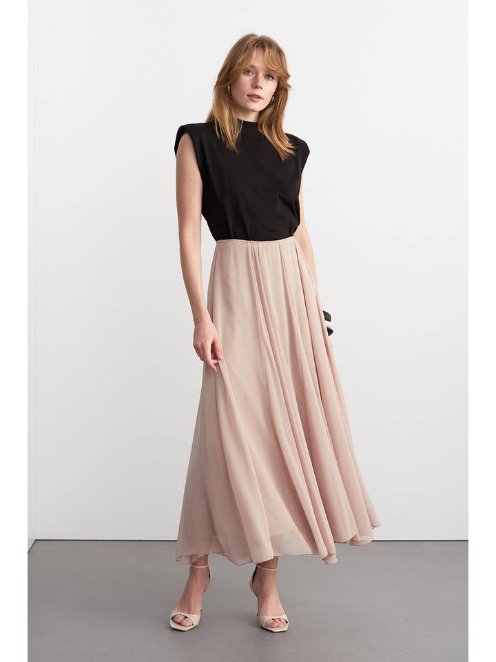 Kadriye Baştürk - Wholesale Skirt - Women's - Eva Long Skirt Beige