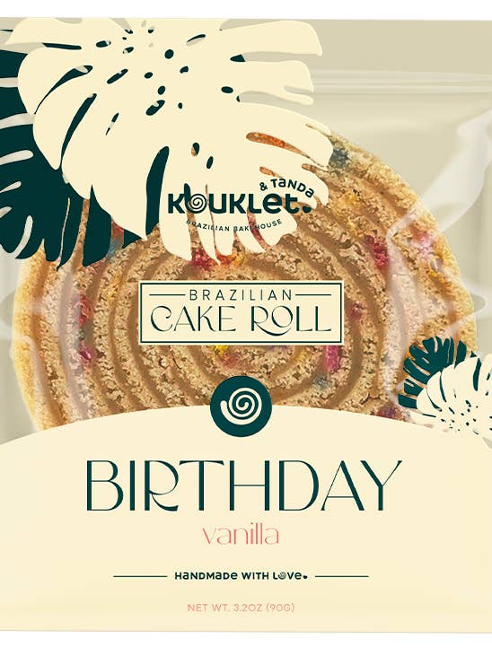 Vanilla Birthday Cake Roll for wholesale by Kouklet Brazilian Bakehouse
