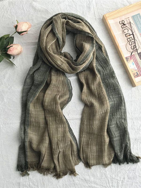 VividLux - Vente Écharpe – femme - Écharpe vintage en coton Ramie de couleur contrastante5