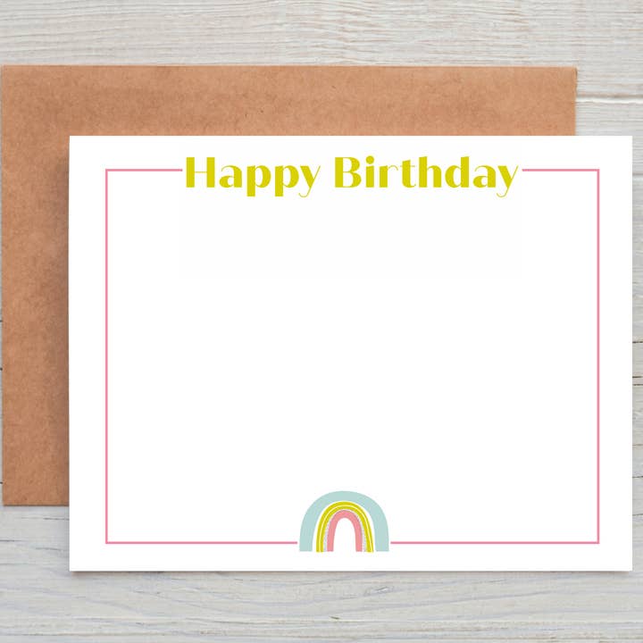 Happy Birthday Rainbow Flat Card for wholesale by Cyndi and Sofi Designs