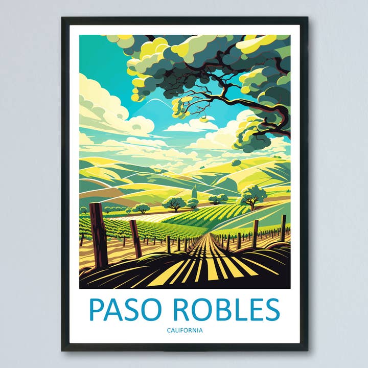 Paso Robles USA Travel Poster for wholesale by TravelzonaArt