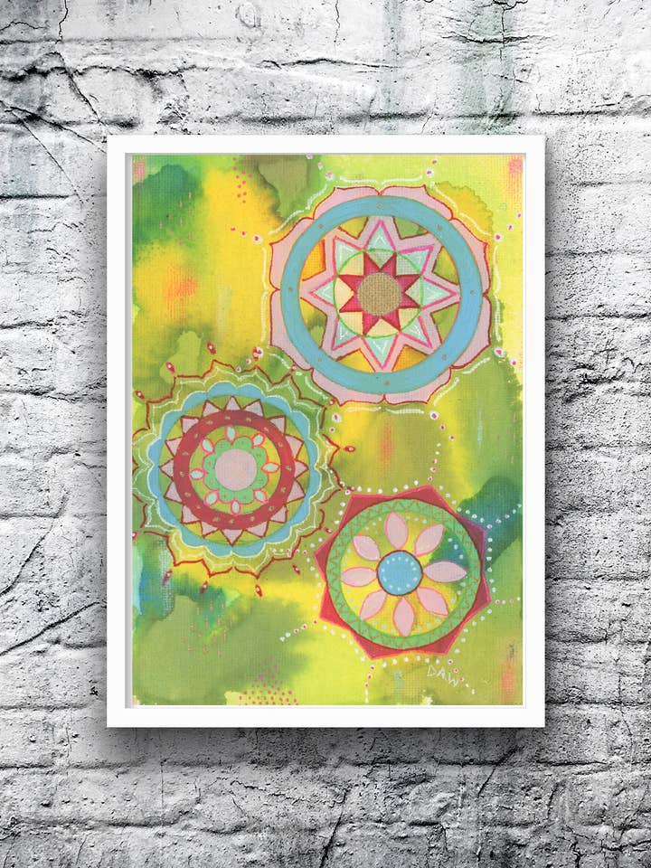 ORIGINAL Mandala #7 - 5x7 Acrylic Painting on Canvas Board - for wholesale by DebDragonfly Studio