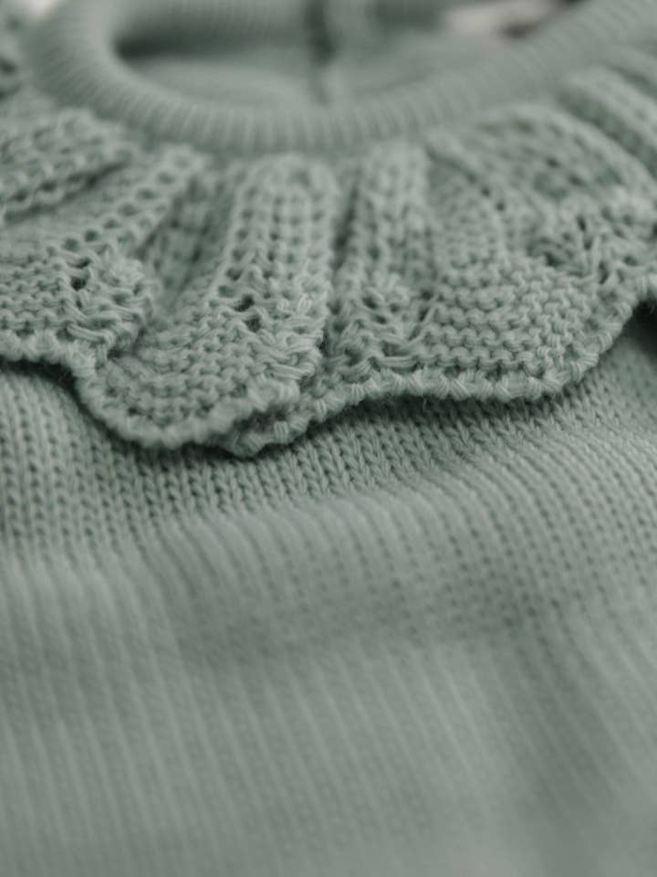 Minhon - Wholesale Top & Pant Set - Baby - Knitted sweater set with frills and pants