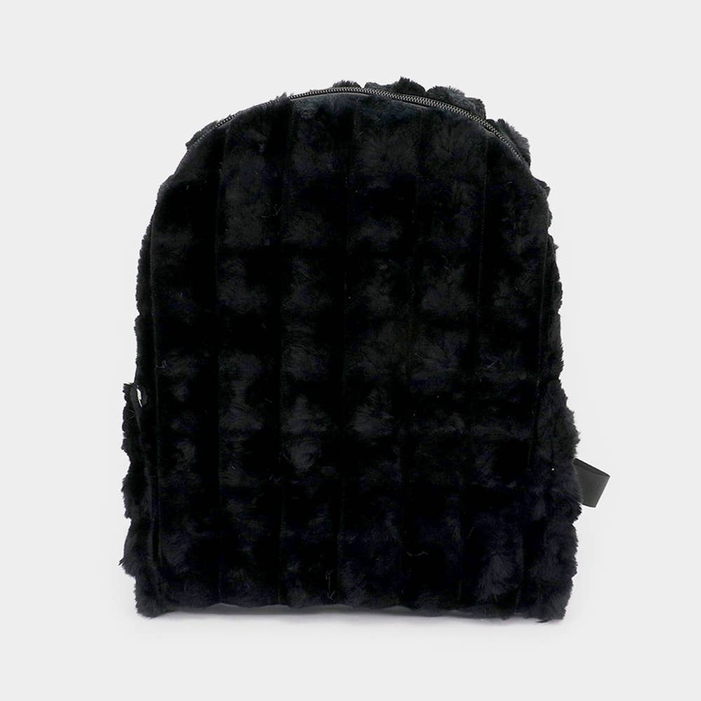 Sensibling Corp. - Wholesale Backpack - Women's - Quilted Solid Faux Fur Backpack Bag2