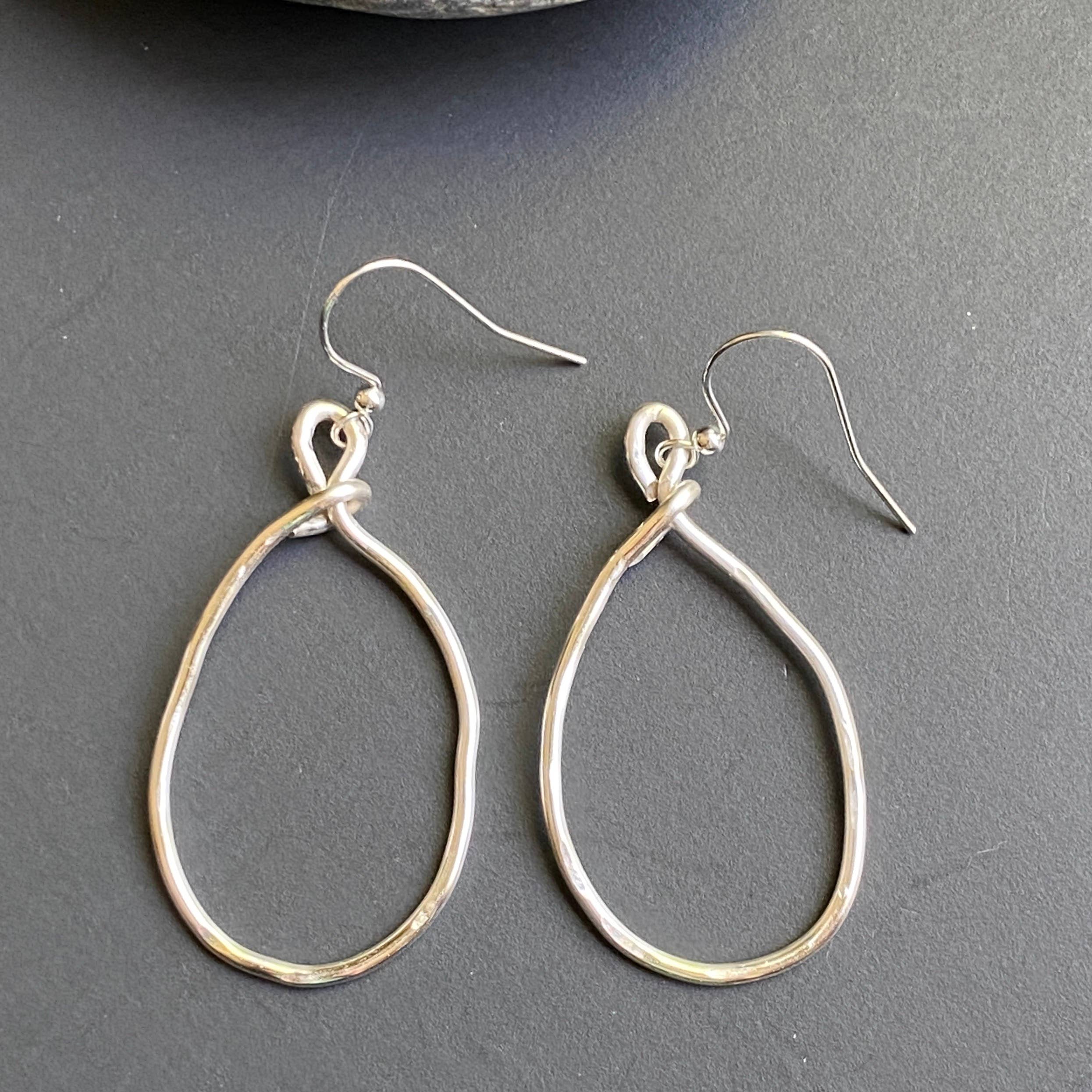 Marble Designs Jewelry - Wholesale Dangle Earrings - Organic Silver Hoop Hammered Earrings1