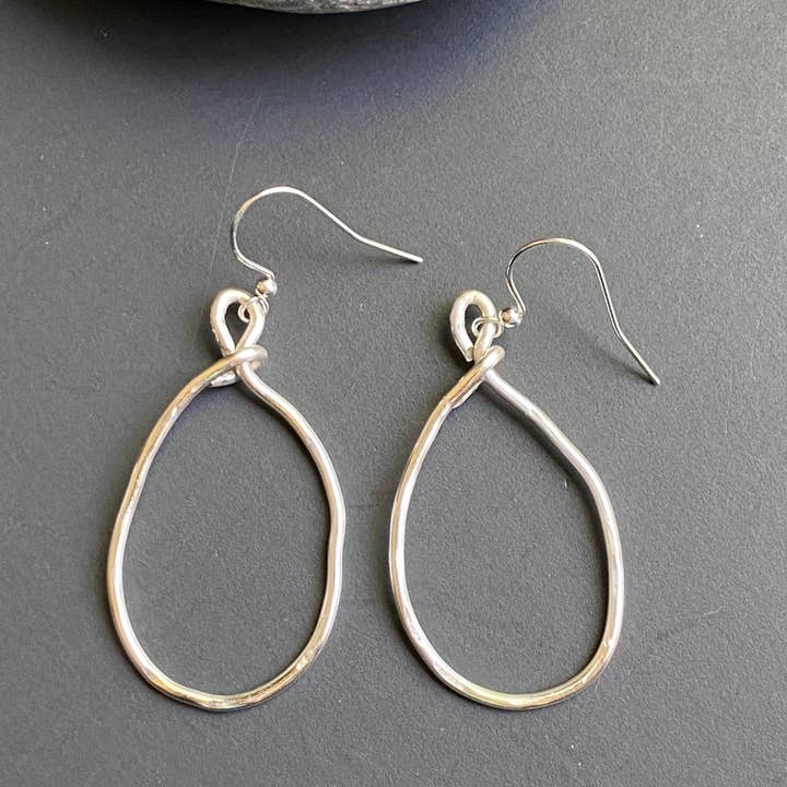 Marble Designs Jewelry - Wholesale Dangle Earrings - Organic Silver Hoop Hammered Earrings1