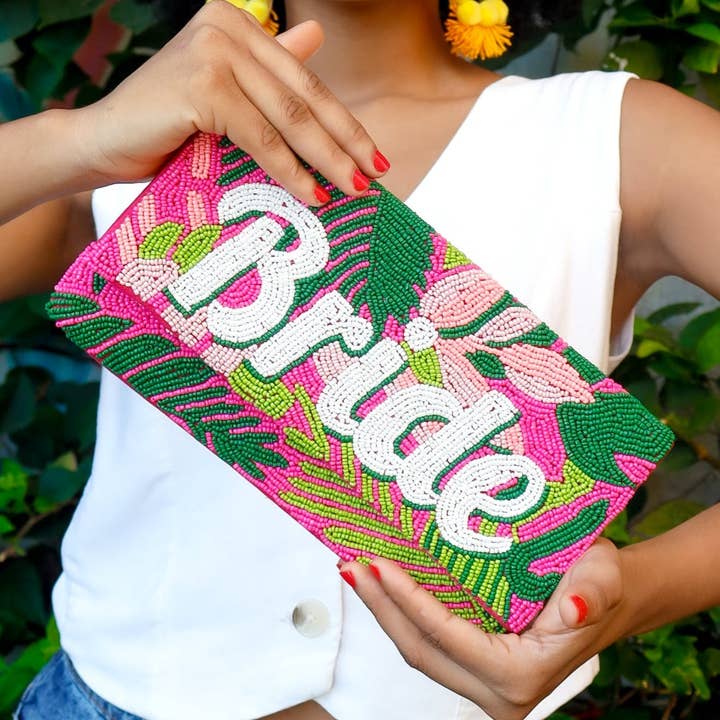 Tropical Bride Beaded Clutch Purse for wholesale by Twine and Love