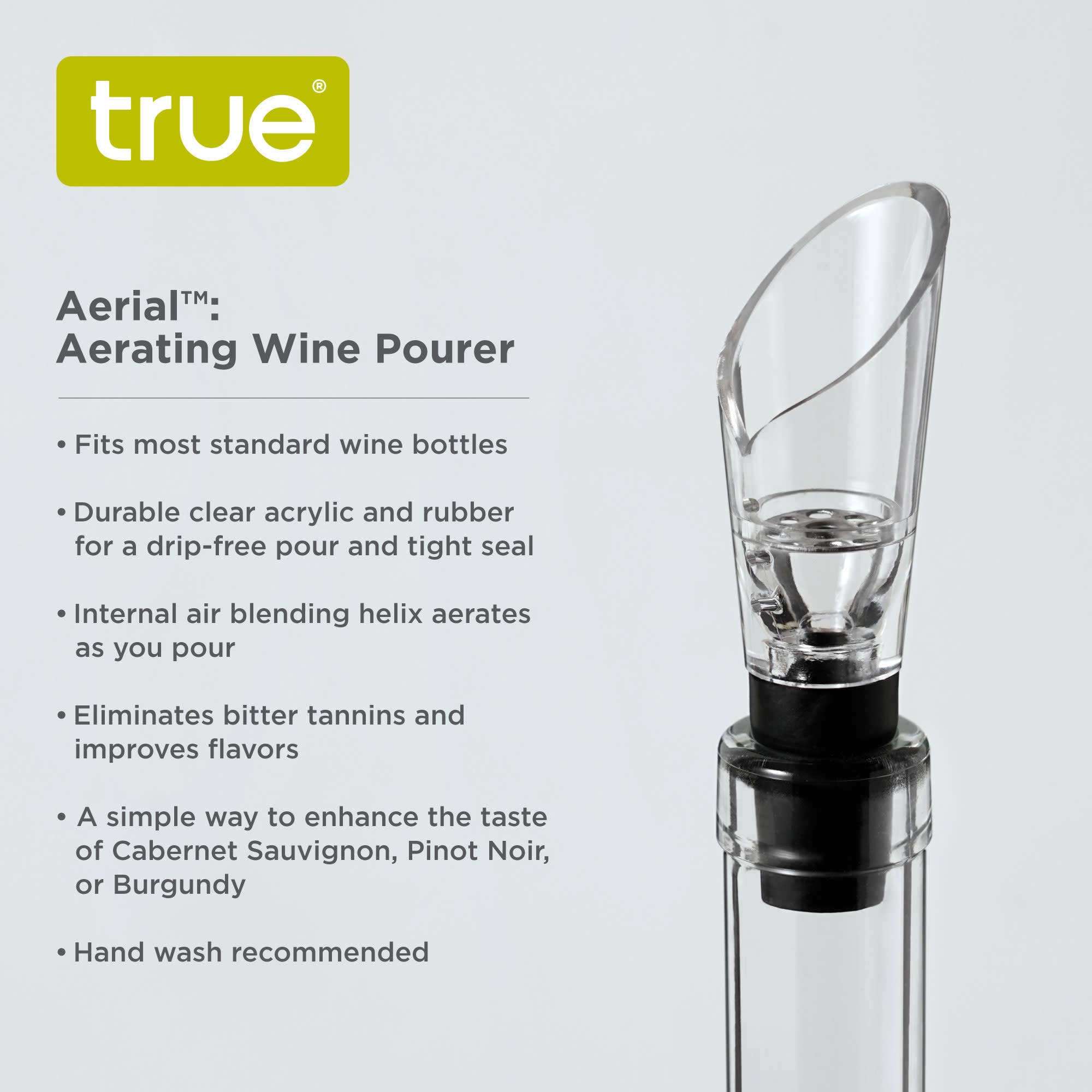 TRUE - Wholesale Wine Aerator - Aerial Acrylic and Rubber Aerating Wine Bottle Pour Spout3