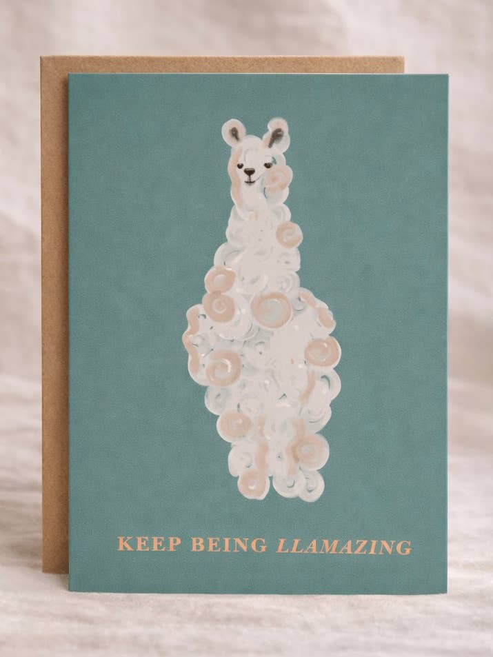 You Are Llamazing Animal Pun Greeting Card for wholesale by Crumpet Prints
