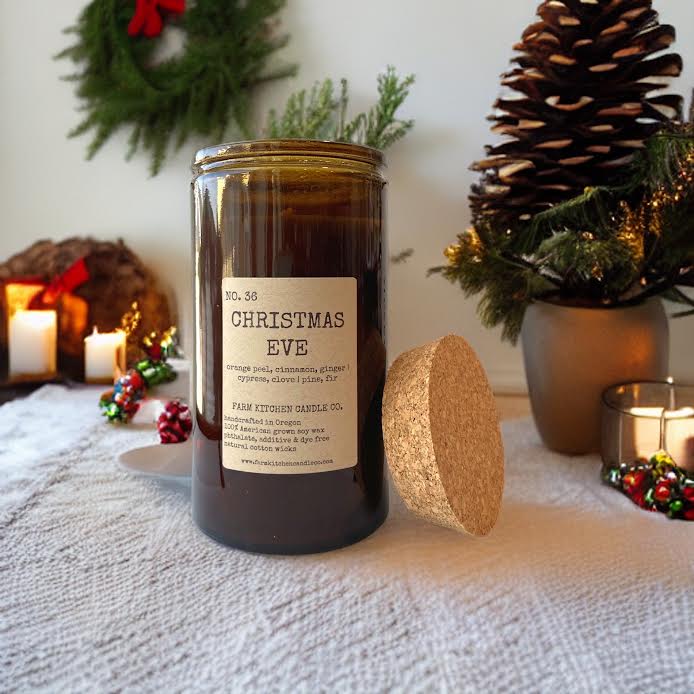 Farm Kitchen Candle Co. - Wholesale Jar/Filled Candle - Christmas Eve Soy Candle | Amber Apothecary | 14.5 oz1
