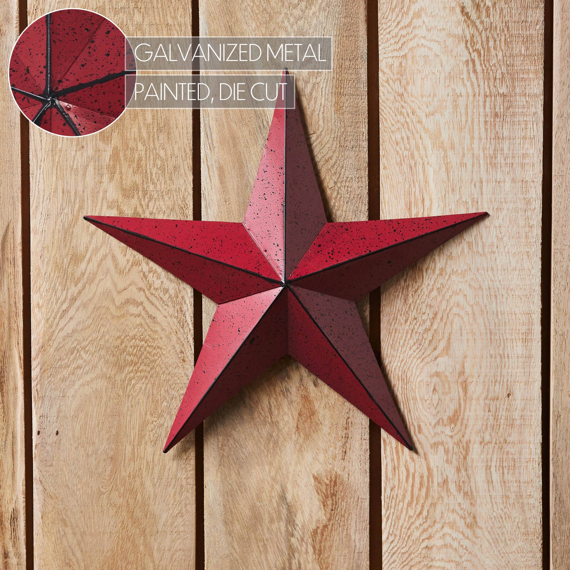 VHC Brands - Wholesale Wall Accent - Metal Star Speckled Burgundy Distressed 12x125