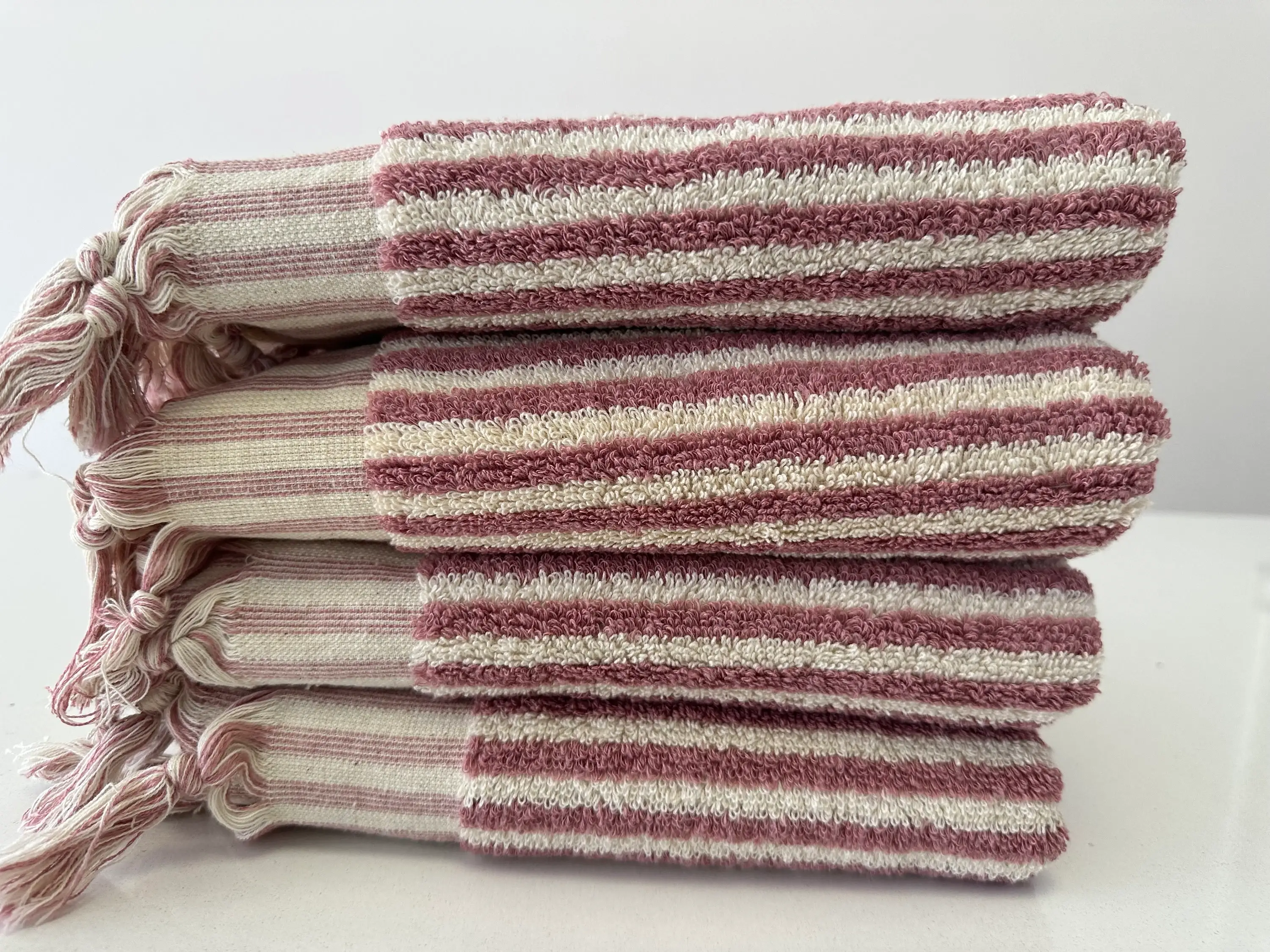 YURTLUS - Wholesale Hand towel - Organic Stripes Series - Hand Towel 18x 37,Soft Thick Towel, Kitchen Towel - Old Rose6