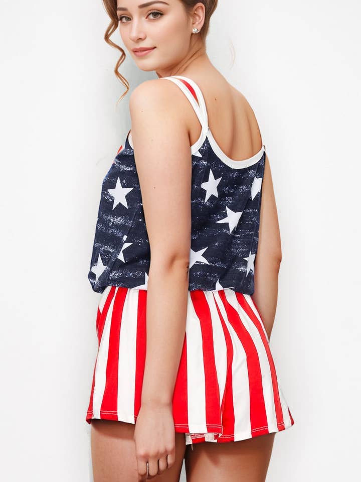 NAVY 60109SL118 - AMERICAN FLAG AND INDEPENDENCE DAY ROMPER for wholesale on Faire