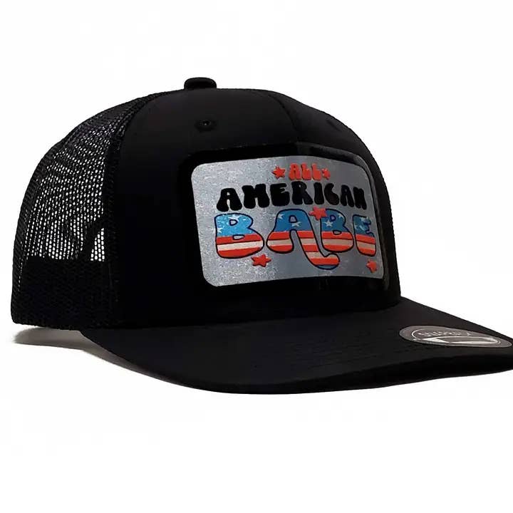 "All American Babe" Premium Baseball & Snapback Trucker Caps for wholesale by Peace and Dozen Inc