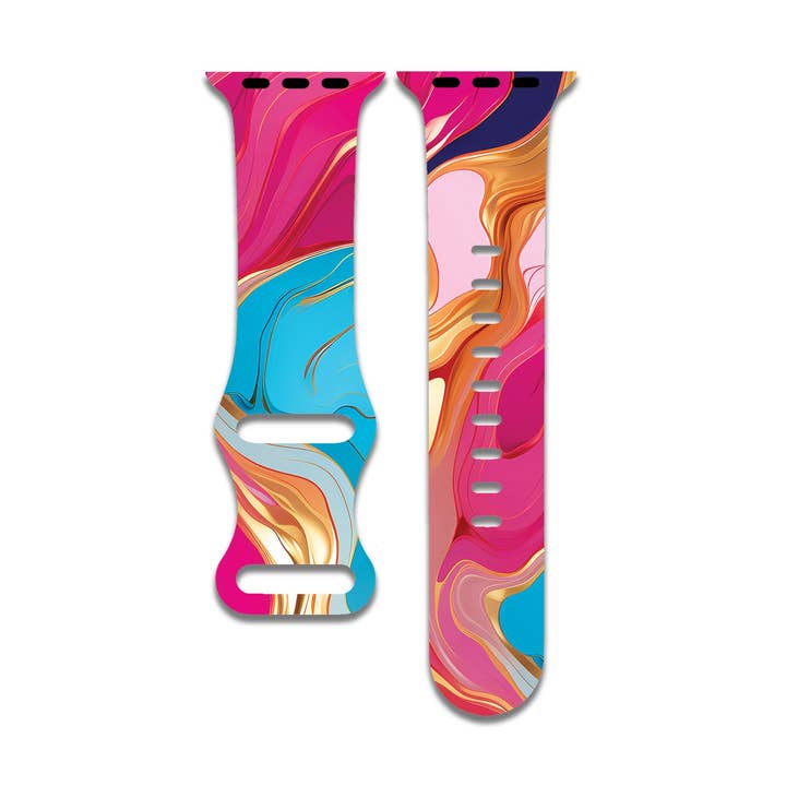 Bracelet en silicone marbré pour Apple Watch 1-9, SE et Ultra pour la vente par The Printed Llama