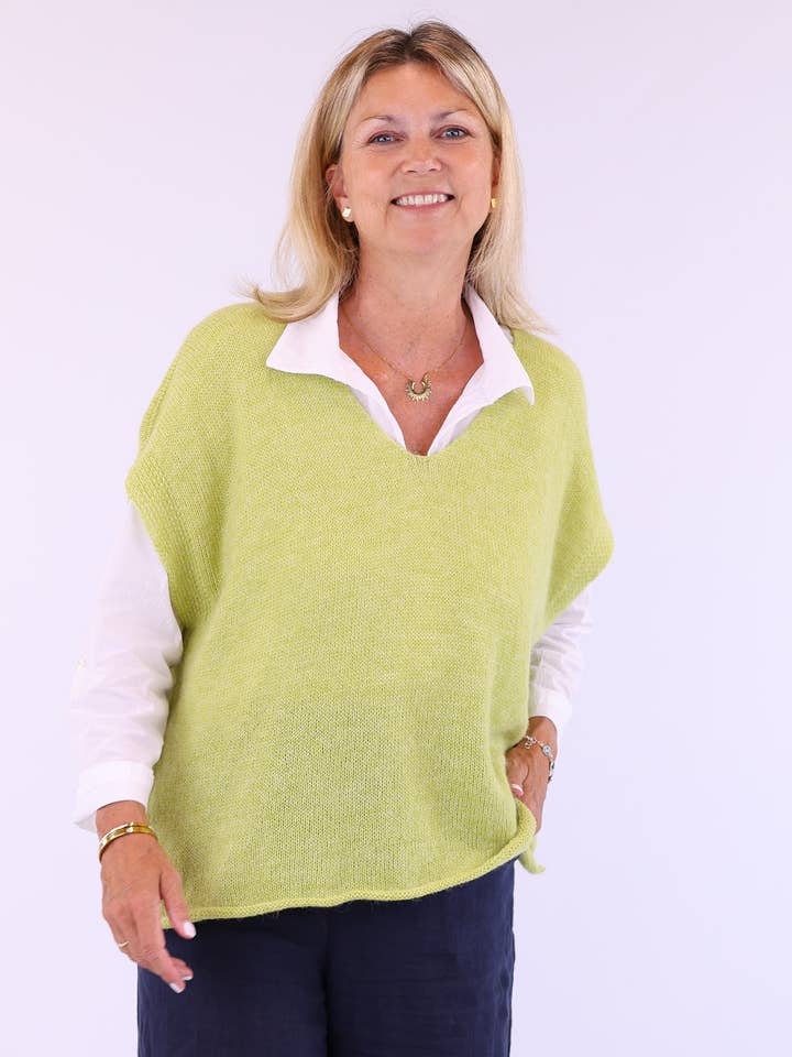 Cadenza Italy Ltd – Pulôver - Mulher por atacado – Túnica de Decote em V de Mistura de Alpaca10