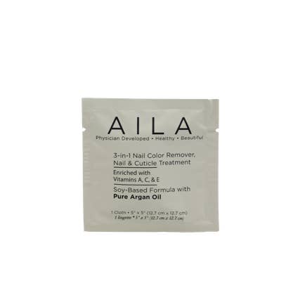 3-in-1 Soy-Based Nail Color Remover Individual Cloths for wholesale by AILA Cosmetics