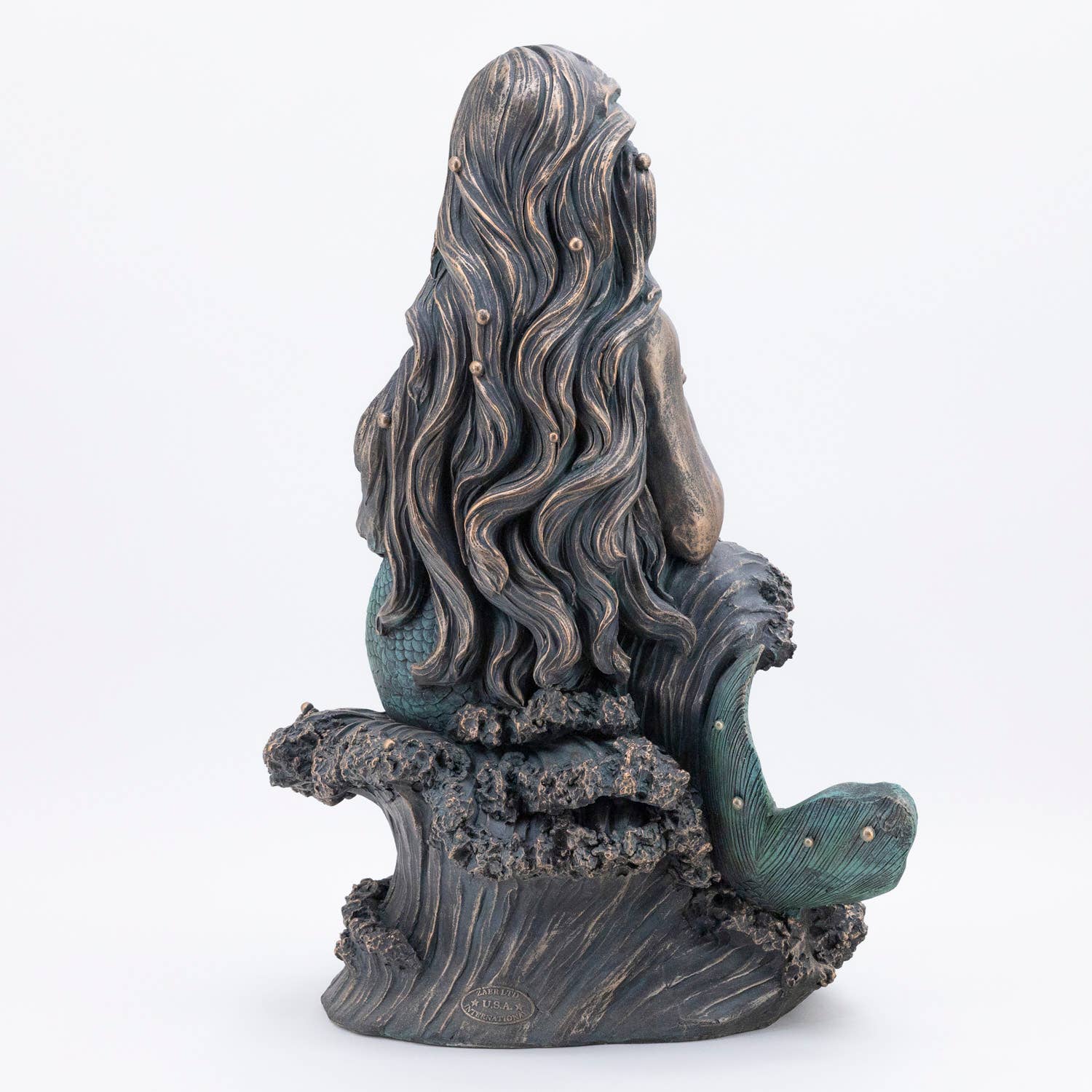 Zaer Ltd. International - Wholesale Outdoor Ornament/Decor - 34" Tall Mermaid Sitting on Rock Garden Statue "Dezlynn"3