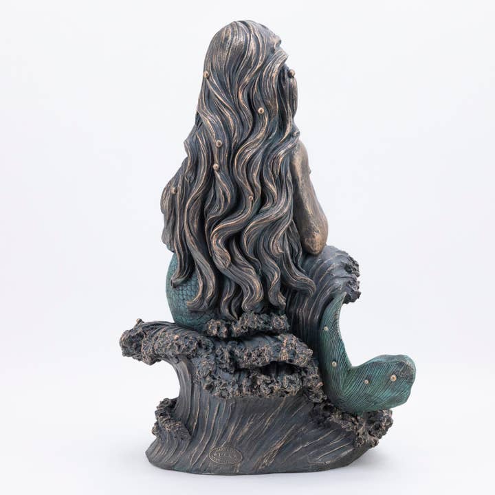 Zaer Ltd. International - Wholesale Outdoor Ornament/Decor - 34" Tall Mermaid Sitting on Rock Garden Statue "Dezlynn"3